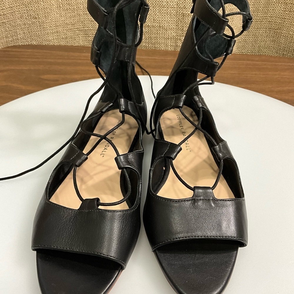 Loeffler Randall Black Leather Lace-Up Gladiator Sandals Women’s 7.5 - Picture 5 of 7